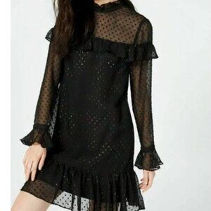 Betsey Johnson Sheer Metallic Rainbow Swiss Dot Dress Size 4